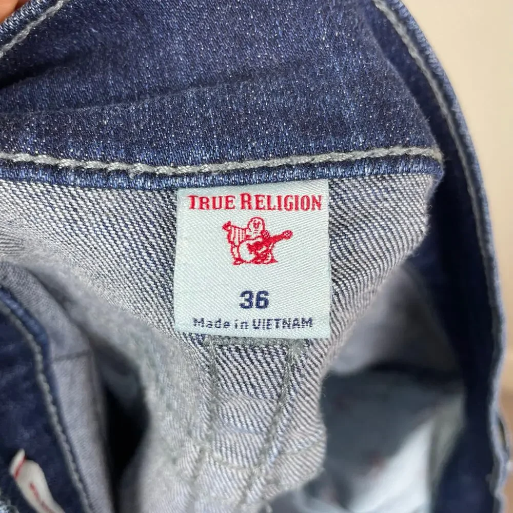True Religion Men's Geno Relaxed Slim Blue Denim Jeans 36